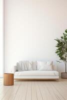 Modern and minimalist interior living room design with ample copy space for custom text photo