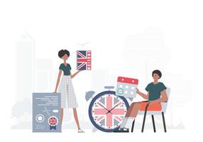 English language team. The concept of learning English. trendy style. Illustration in . vector
