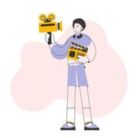 Blogger guy. The concept of social networking. Trendy style line art. Vector. vector