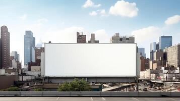 Blank billboard frame nestled amidst a bustling urban landscape, open canvas for creativity AI Generative photo