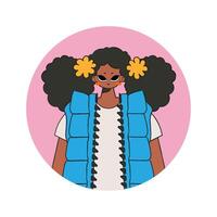 Avatar of a woman in the style of the 80s and 90s. vector