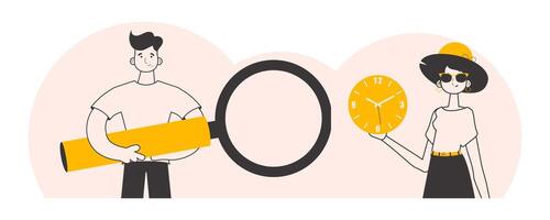 The concept of finding people to work. Lineart minimalistic style. . vector