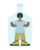 The man is inside the bottle. Alcoholism and addiction. vector