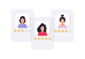 Job candidate cards with rating. Vector. Flat style. vector