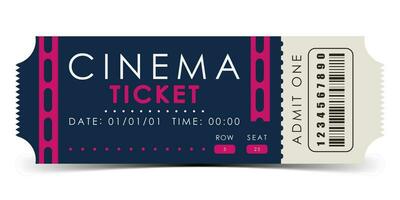 Cinema ticket template. Modern elegant ticket card illustration template. Vector illustration.