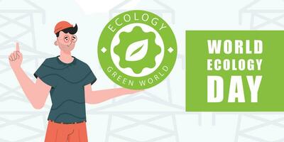 World Ecology Day banner. trendy style. Veil illustration. vector