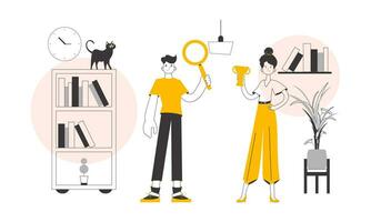 The concept of the process of hiring staff for work. Trendy linear style. Vector. vector