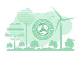 Green Background on the theme of ecology and green energy. Vector. vector