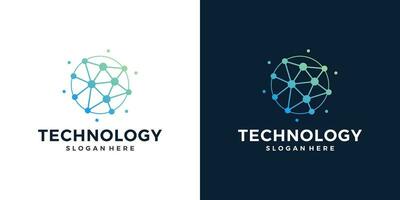 Innovate technology startup logo design with abstract dot, molecule and network Internet system graphic design vector illustration. Symbol, icon, creative.