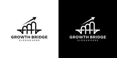 Abstract bridge logo design template with growth arrow up design graphic vector illustration. Symbol, icon, creative.