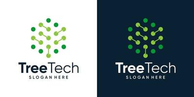 Abstract tree logo design template with connection technology style design graphic vector illustration. Symbol, icon, creative.