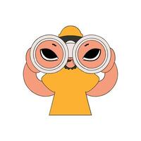 Attractive man using binoculars. Committed to attracting the best and brightest in the industry. vector