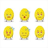 dibujos animados personaje de amarillo Pascua de Resurrección huevo con soñoliento expresión vector