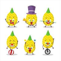 Cartoon character of yellow easter egg with various circus shows vector