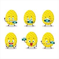 Photographer profession emoticon with yellow easter egg cartoon character vector