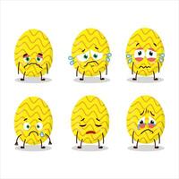 Yellow easter egg cartoon character with sad expression vector