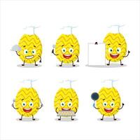 dibujos animados personaje de amarillo Pascua de Resurrección huevo con varios cocinero emoticones vector