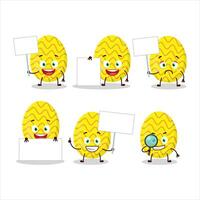 Yellow easter egg cartoon character bring information board vector