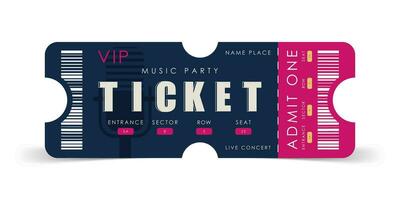 Sample ticket for entry to a musical concert. Modern ticket card template. Vector. vector