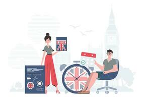 English language team. The concept of learning English. trendy style. Vector illustration.
