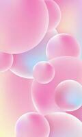 Abstract background. Liquid circles hologram on a colored background. 3D sphere in light pink color. Vector illustration