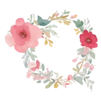 Pink flower watercolor flower wreath png