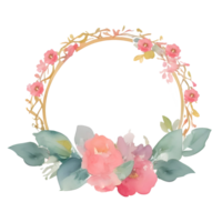 Pink flower watercolor flower wreath png