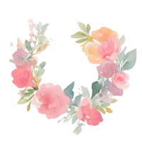 Pink flower watercolor flower wreath png