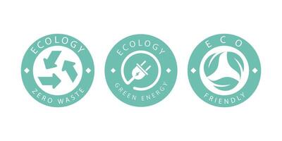 A set of logos on the theme of recycling, ecology and zero pollution. Isolated on white background. illustration. vector