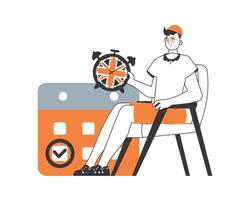 The boy is an English teacher. The concept of learning a foreign language. Linear style. Isolated, illustration. vector