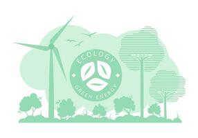 Green Background on the theme of green energy and ECO. Vector illustration.