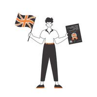 A man helps teaches English. The concept of learning a foreign language. Linear style. Isolated, illustration. vector