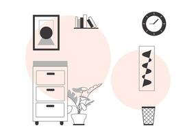 Interior in minimalistic linear style. background for presentations, posters and applications. Vector illustration.