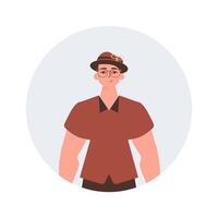 Round avatar of a man. Character with a modern style. vector