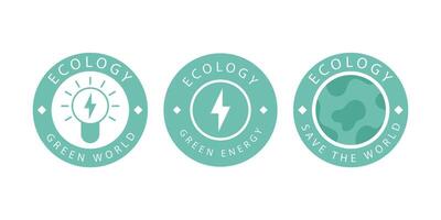 A set of logos on the theme of recycling, ecology and zero pollution. Isolated on white background. illustration. vector