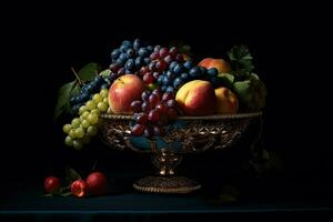 Decorated Lavish Bowl of mix fruits, Generative AI photo