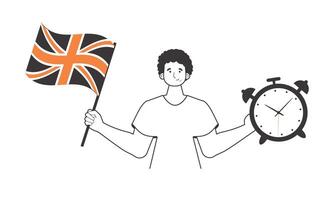 The guy is an English teacher. The concept of learning a foreign language. Lineart style. Isolated, illustration. vector
