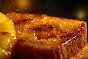 Pineapple toast, macro shot of a fresh breakfast with Dripping Honey, AI Generated photo