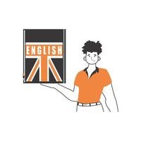 Male English teacher. The concept of learning a foreign language. Linear style. Isolated, vector illustration.