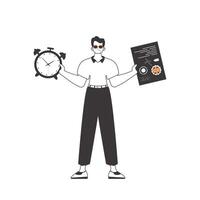 The boy helps teaches English. The concept of learning a foreign language. Linear modern style. Isolated, illustration. vector