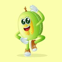 honeydew melon character stretching vector