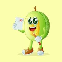 honeydew melon character show the results of the exam vector