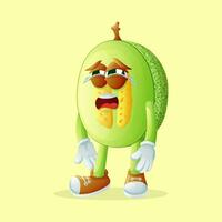 gotas de miel melón personaje con un llorando cara vector