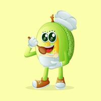 honeydew melon character mixing ingredients vector