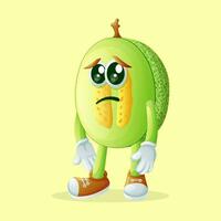 honeydew melon character with sad expression vector