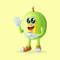 honeydew melon character holding a cup of tea vector