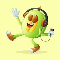 honeydew melon character listening to music vector