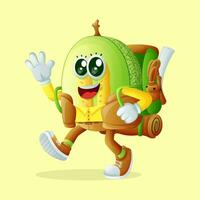 honeydew melon character hiking vector