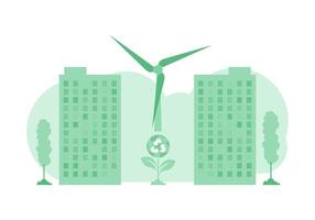 Green energy background. The concept of ecology and zero waste. Vector trend illustration.