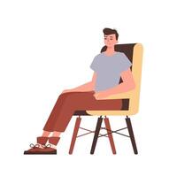 The man is sitting in a chair. Character in trendy style. vector